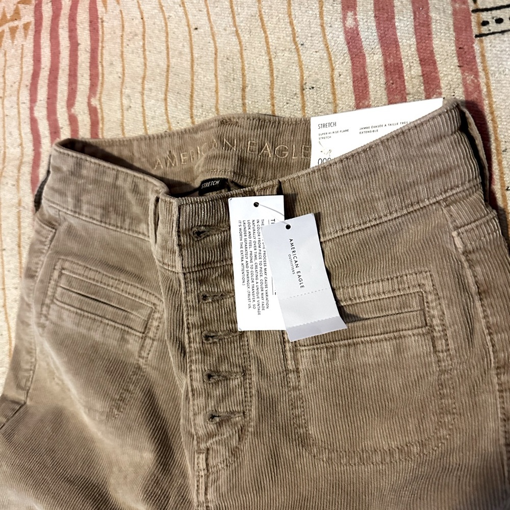 American Eagle tan corduroy wide leg pants 00 W 23